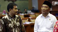 Menteri Pendidikan dan Kebudayaan Muhadjir Effendy seusai mengikuti rapat kerja dengan Komisi X DPR di Kompleks Parlemen, Senayan, Jakarta, Rabu (4/9/2019). Rapat membahas Rencana Kerja dan Anggaran Kementerian dan Lembaga (RKAKL) Tahun 2020. (Liputan6.com/Johan Tallo)