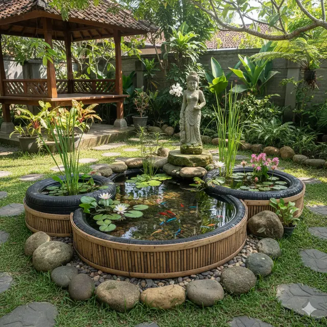 Model Kolam Ikan dari Ban Bekas