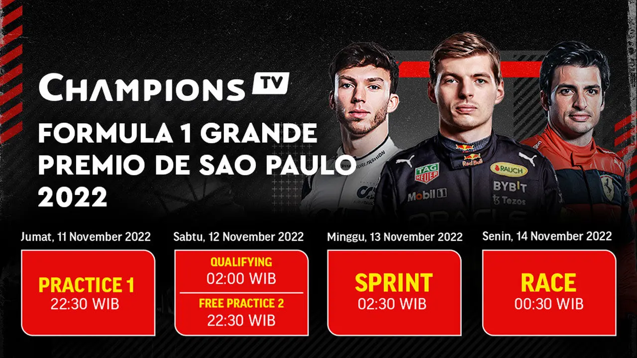 Jadwal dan Live Streaming F1 GP Brazil 2022 di Vidio, 11-14 November 2022