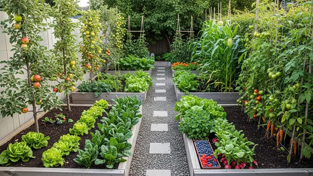 Desain Taman Pangan Keluarga dengan Buah dan Sayur di Halaman Sempit/Gemini AI