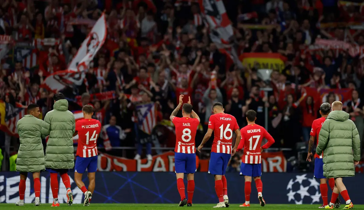 Kemenangan menjadi modal penting bagi Atletico Madrid yang akan bertandang ke markas Borussia Dortmund untuk melakoni leg kedua perempat final Liga Champions, pekan depan. (OSCAR DEL POZO/AFP)