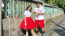 Pasangan kekasih Fuji An dan Thariq Halilintar kembali mencuri perhatian banyak netizen. Pasalnya, keduanya kembali tampil menggunakan busana senada. (Liputan6.com/IG/@fuji_an)
