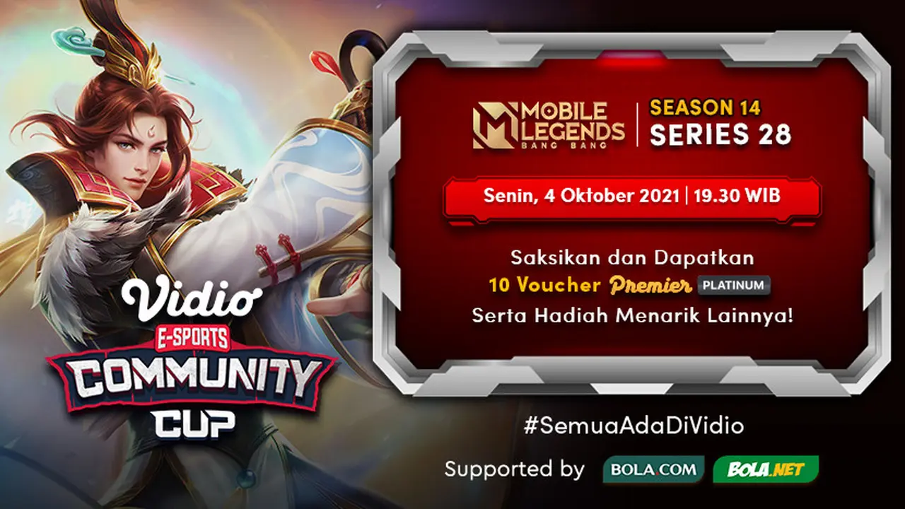 Jadwal dan Live Streaming Vidio Community Cup Season 14 Mobile Legends Series 28, Senin 4 Oktober 2021