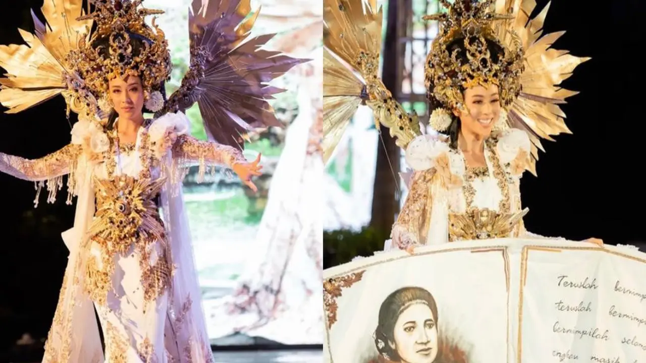8 Potret Tampilan Memukau Olivia Aten Berbalut Kostum Nasional R.A Kartini di Miss Global 2022