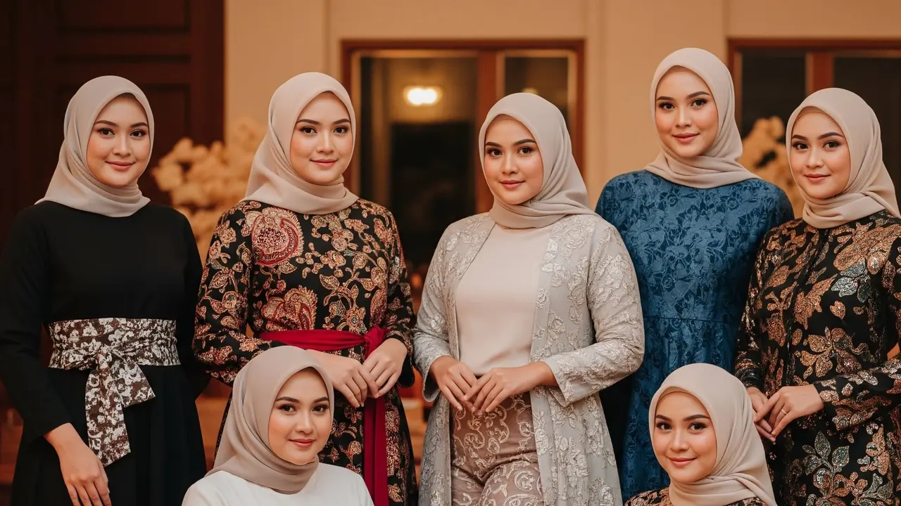 Model Baju Batik Pesta Wanita Muslim Modern