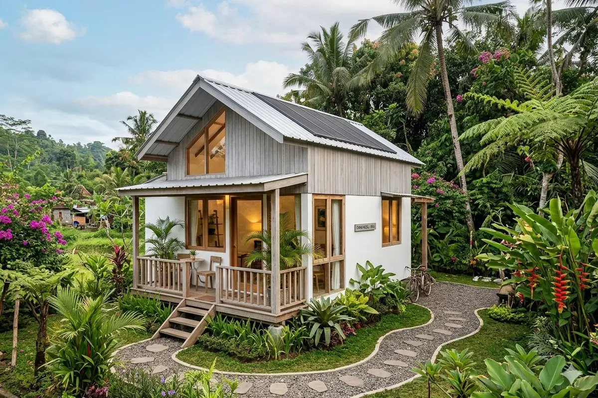 Desain Rumah Kecil Semi Kayu yang Hemat Biaya Namun Tetap Menawan