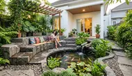 10 Desain Area Duduk Amfiteater untuk Rumah Type 45, Bikin Halaman Estetik dan Nyaman