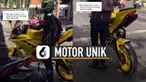 Hal itu ia lakukan lantaran jok motor tinggi dan kakinya tak bisa menyentuh dasar.