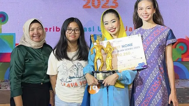 Reina, adik Yuki Kato saat meraih juara Favorit Abang None Kepulauan Seribu, credit: @yukikt