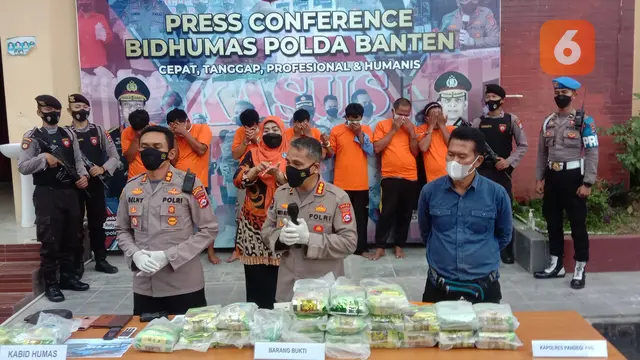 Barang Bukti Sabu 23 Kilogram Di Polda Banten. (Rabu, 09/03/2022). (Liputan6.com/Yandhi Deslatama).