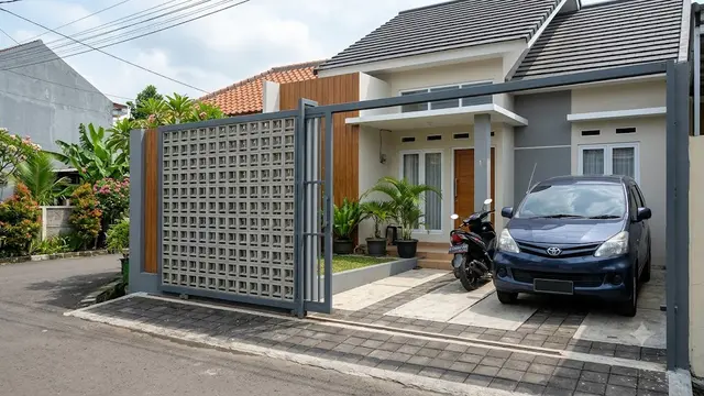 Model Carport dengan Dinding Roster