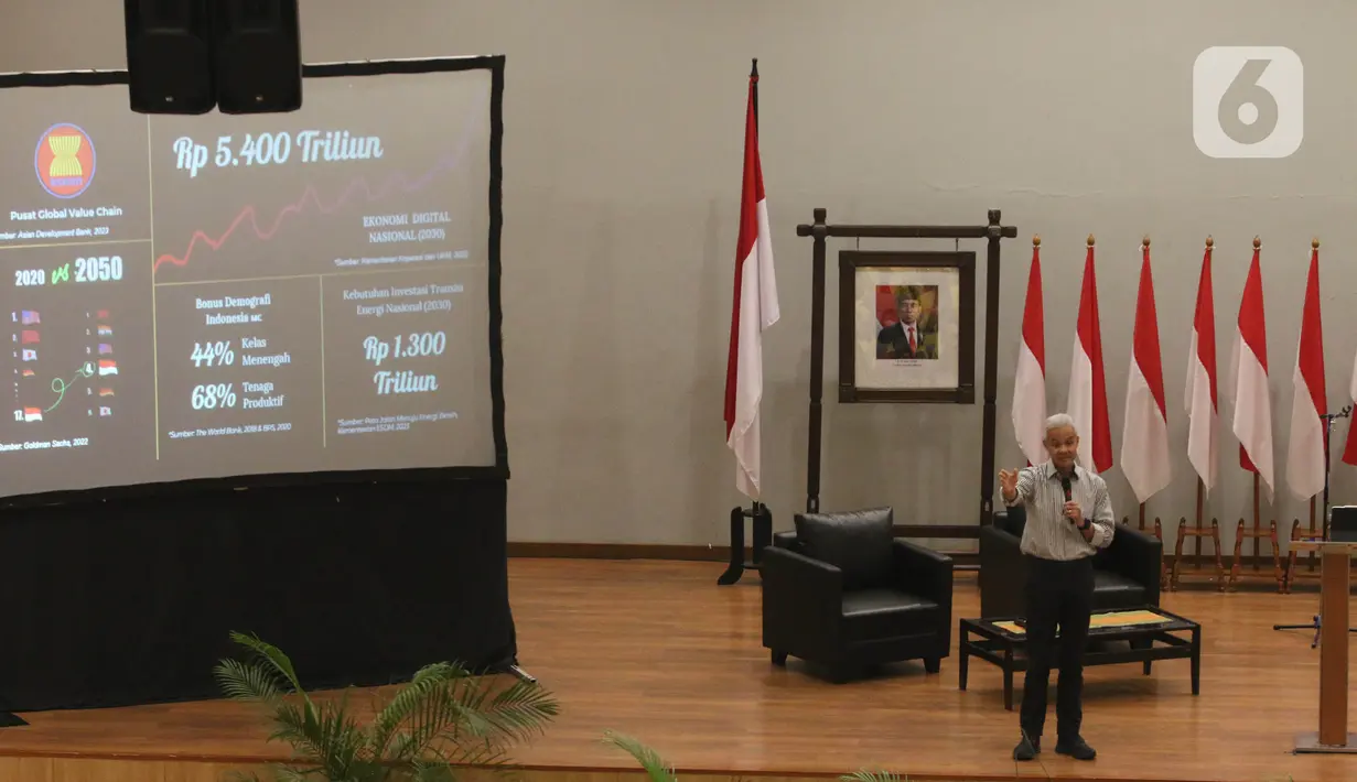 Selain memberikan kuliah kebangsaan, Ganjar juga berkesempatan menjawab sejumlah pertanyaan terbuka dari mahasiswa Universitas Indonesia. (merdeka.com/Arie Basuki)