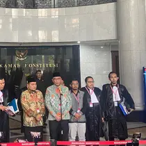 Perwakilan Komisi Pemilihan Umum (KPU) di Gedung Mahkamah Konstitusi (MK), Kamis (28/3/2024). (Liputan6.com/ Muhammad Radityo Priyasmoro)