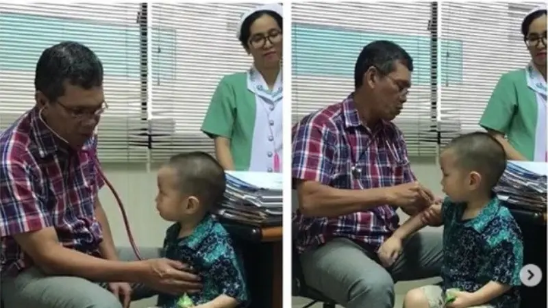 cara unik dokter anak ini menyuntik jadi viral (foto: Instagram/@makassar_iinfo)