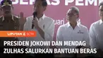 Presiden Joko Widodo bersama Menteri Perdagangan, Zulkilfi Hasan menyalurkan bantuan pangan cadangan beras pemerintah kepada ribuan keluarga penerima manfaat di Kota Salatiga, Jawa Tengah.