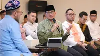 Menparekraf Sandiaga Uno saat berbicang dengan komunitas MES (Masyarakat Ekonomi Syariah) DKI Jakarta bersama Muslimtech. (Istimewa)