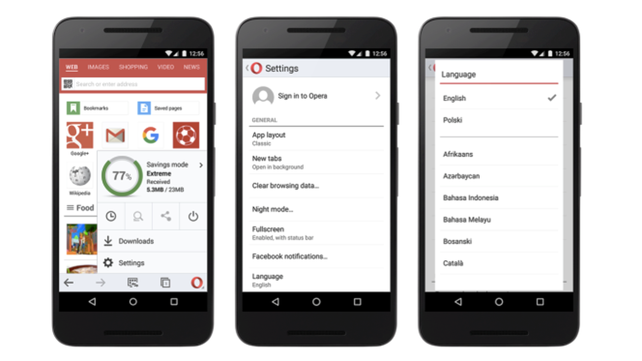 Tampilan Antarmuka Bahasa di Opera Mini