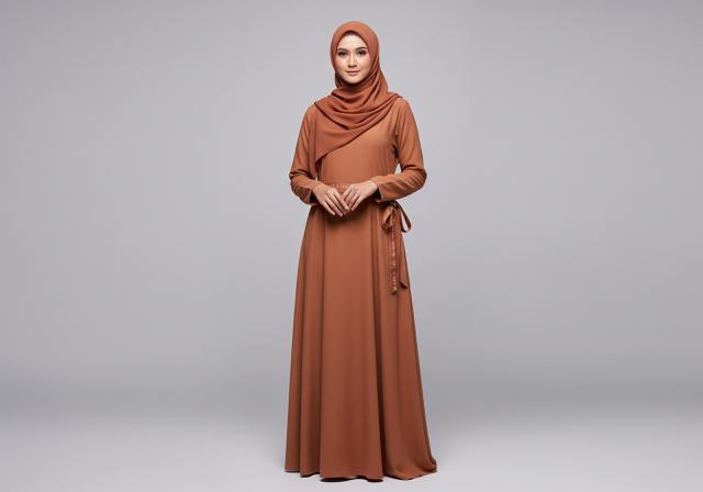 Gamis dengan Aksen Pita Samping/Ide Model Gamis Simple untuk Kelompok Pengajian (Sumber: gemini.com)