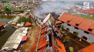 Pantauan udara Museum Bahari usai kebakaran hebat yang terjadi Selasa (16/1/2018) siang. Museum Bahari selesai direnovasi pada November 2017 lalu.