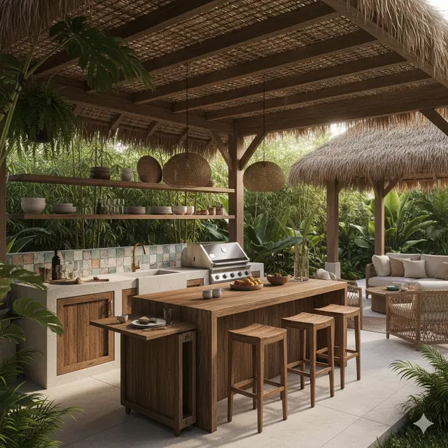 Inspirasi Dapur Outdoor Ala Rumah Tropis