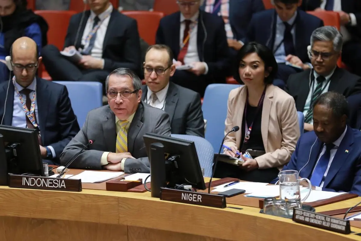 Wakil Tetap RI untuk PBB di New York, Duta Besar Dian Triansyah Djani menghadiri pertemuan Dewan Keamanan PBB yang membahas Suriah, di New York, Amerika Serikat (19/02/2020). (Foto: PTRI New York)