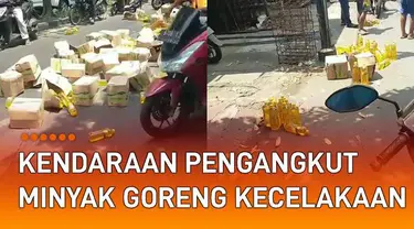 Kecelakaan yang dialami kendaraan pengangkut minyak goreng mengundang perhatian