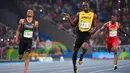 Andre De Grasse (kiri) merupakan peraih medali perak nomor 200 meter dan medali perunggu nomor 100 meter serta nomor 4x100 meter pada Olimpiade Rio 2016 lalu. Dengan pensiunnya Bolt (tengah), dirinya diprediksi akan sabet medali emas pada Olimpiade Tokyo 2020 ini. (Foto: AFP/Olivier Morin)