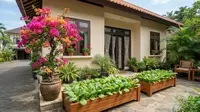 6 Inspirasi Taman Teras dengan Bunga Hias dan Sayuran Daun, Cantik Sekaligus Produktif