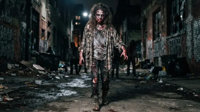 Karakter Zombie dengan Pakaian Robek