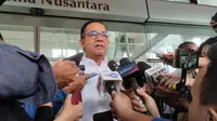 Calon presiden (capres) nomor urut 01, Anies Baswedan,&nbsp;di Wisata Nusantara, Jakarta Pusat, Jumat (23/2/2024). (Liputan6.com/Winda Nelfira)