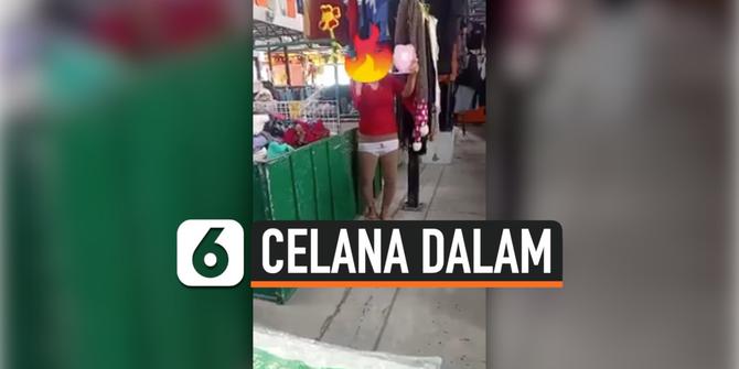 VIDEO: Viral, Emak-Emak Coba Celana Dalam di Depan Toko