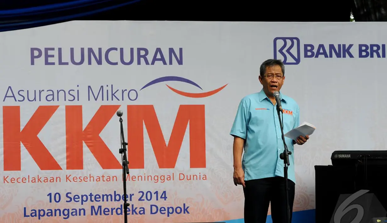 Direktur Bisnis UMKM BRI, Djarot Kusumayakti menjelaskan AM-KKM diperuntukkan bagi seluruh nasabah mikro Bank BRI dan masyarakat pada umumnya, Jakarta, Rabu (10/9/2014) (Liputan6.com/Andrian M Tunay) 