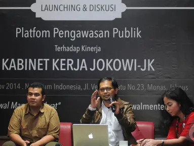  Diskusi bertajuk "Pengawasan Publik Terhadap Kinerja Kabinet Kerja Jokowi-JK", Jakarta, Rabu (12/11/2014)(Liputan6.com/Herman Zakharia)