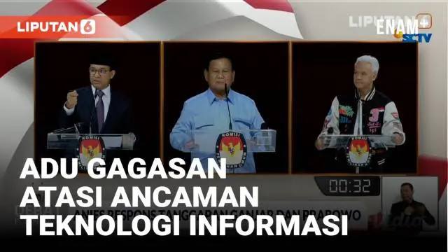 Ancaman terkait teknologi informasi menjadi pertanyaan pada capres Anies Baswedan. Sejumlah gagasan pun disampaikan Prabowo dan Ganjar menanggapi penjelasan dari capres nomor urut satu.