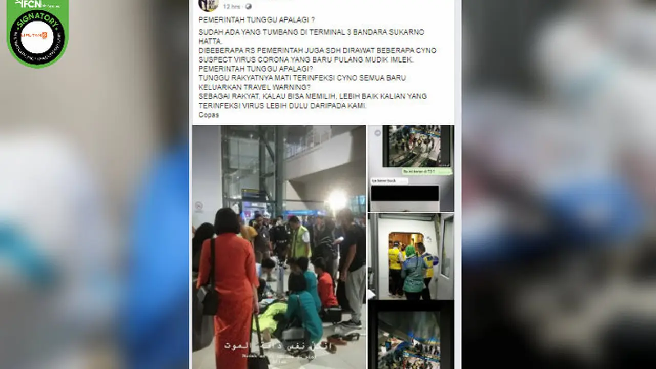 [CEK FAKTA] Virus Corona, Sudah Ada yang Tumbang di Terminal 3 Bandara Soetta?