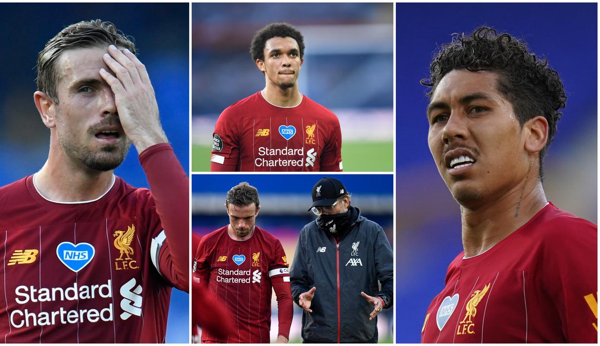 Berikut ini wajah-wajah kecewa para pemain Liverpool usai gagal mengalahkan Everton pada laga Derbi Merseyside. Hasil imbang ini membuat anak asuh Jurgen Klopp harus menunda untuk segera mengunci gelar Premier League 2019-2020.