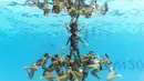 Tim putri Tiongkok saat beraksi di bawah air di nomor final Team Free Combination renang indah Kejuaraan Dunia Akuatik 2015 di Kazan, Rusia. (1/8/2015). (AFP Photo/Francois Xavier Marit)