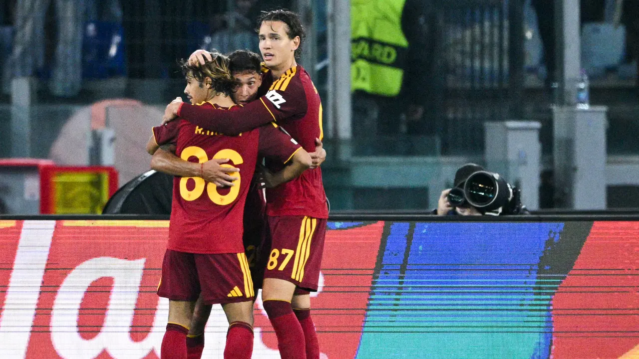 Selebrasi pemain Roma saat melawan Bodo/Glimt di Liga Champions