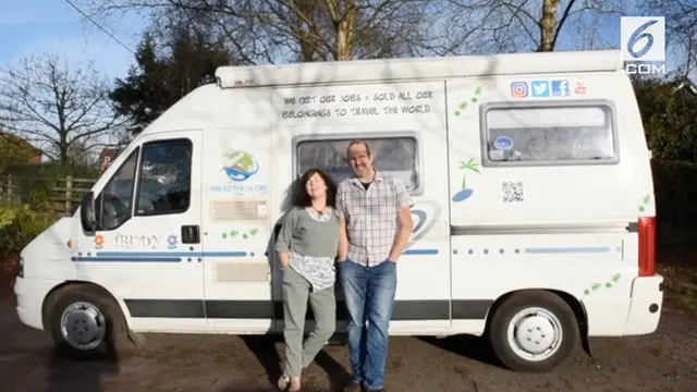 Pasangan suami istri asal Shropshire, Inggris memutuskan menjual rumah demi keliling dunia. Mereka telah mengunjungi 8 negara dengan menggunakan campervan.