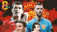 Manchester United - Ruud van Nistelrooy, David Beckham, Roy Keane, dan David De Gea (Bola.com/Decika Fatmawaty)