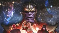 Ilustrasi Thanos dan para superhero di film Avengers: Infinity War.