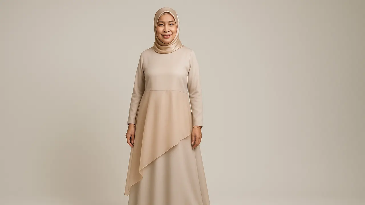 Model Gamis A-Line untuk Ibu-ibu Usia 50 Tahunan (Foto: ChatGPT)