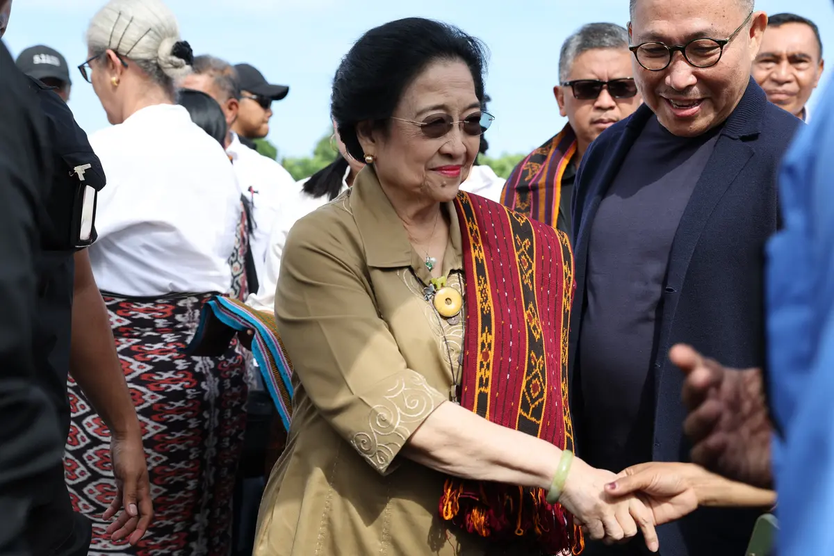 Presiden kelima RI Megawati Soekarnoputri, tiba di Kabupaten Ende, Nusa Tenggara Timur (NTT), Jumat siang (31/5/2024).