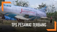 Sebuah TPS di Majalengka membuat konsep unik ala pesawat terbang. Hal ini dilakukan agar warga antusias untuk mencoblos.
