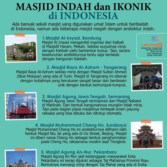 Infografis: Masjid Indah dan Ikonik di Indonesia. (Triyasni/Liputan6.com)