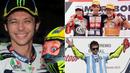 Berikut ini metamorfosis gaya pebalap MotoGP, Valentino Rossi dari masa ke masa. Dirinya merupakan legenda hidup dunia balap motor dengan meraih sembilan gelar juara dunia dengan enam motor berbeda. (Kolase foto-foto dari AFP)