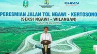 Presiden Jokowi telah meresmikan Jalan Tol Ngawi - Kertosono, Seksi Ngawi - Wilangan sepanjang 51,9 km di Gerbang Tol Madiun.