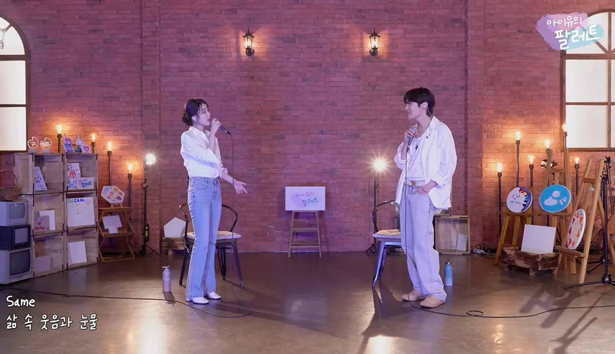 Keduanya kolaborasi membawakan lagu dalam album J-Hope yang berjudul "Equal Sign".  Duet mereka mendapat respons luar biasa dari penggemar. (Foto: YouTube/ 이지금 [IU Official])