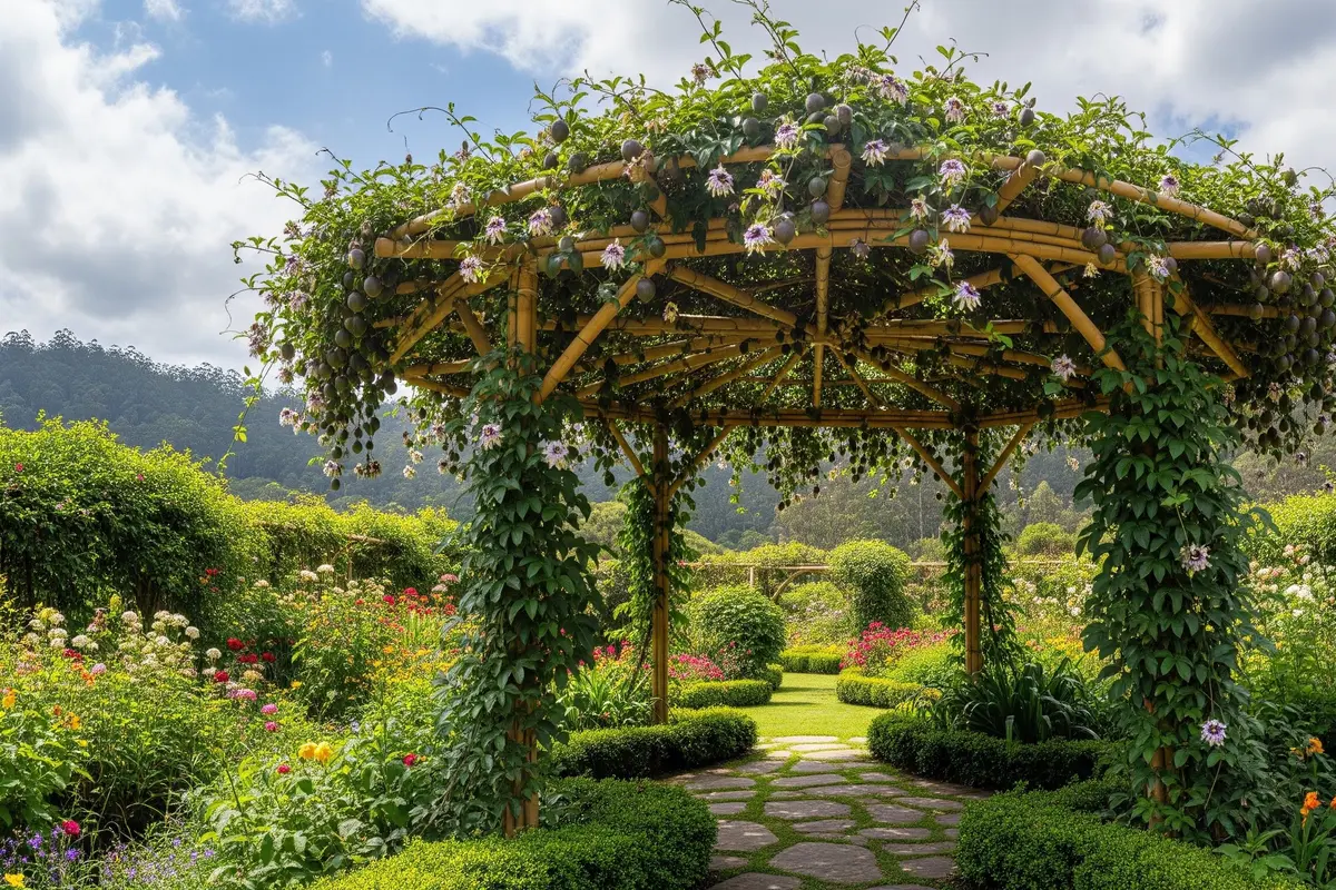 Pergola Bambu untuk Tanaman Markisa