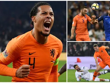 Dahulu Belanda dikenal sering melahirkan striker tangguh karena ditunjang taktik total football, skuat tim Oranje kini malah memiliki banyak bek tengah berbakat. Berikut ini tujuh bek tengan kelas dunia yang berasal dari Belanda. (Kolase Foto dari AFP)